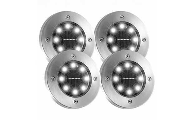 Set 4 lampi solare Metal Disk Lights