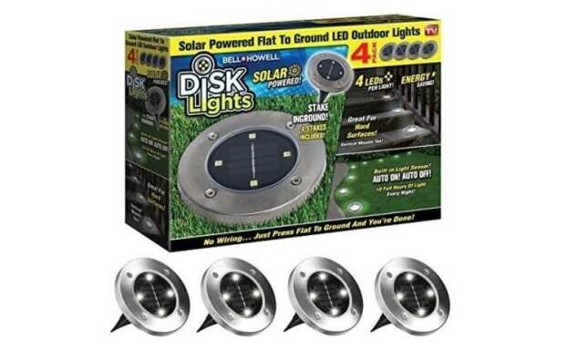 Set 4 lampi solare Metal Disk Lights